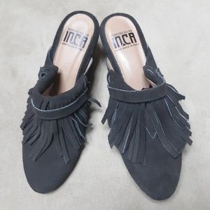 FORTRESS OF INCA Mule Fringe shoes Brown 8.5
